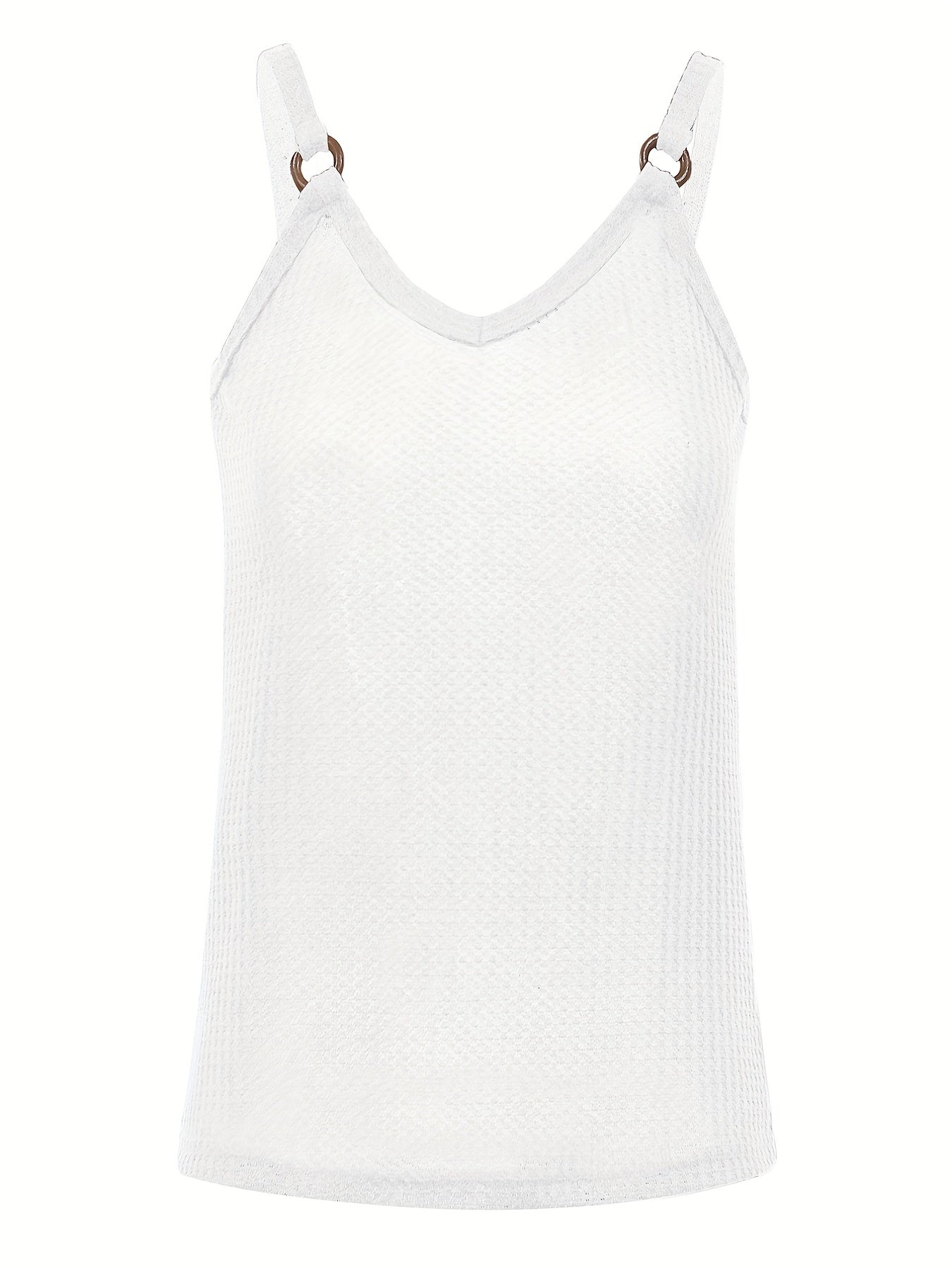 Ring Linked Solid Cami Top V Neck Summer Sleeveless Top