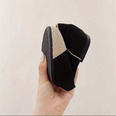 Colorblock Knitted Flat Shoes Almond Toe Soft Sole Comfortable Flats