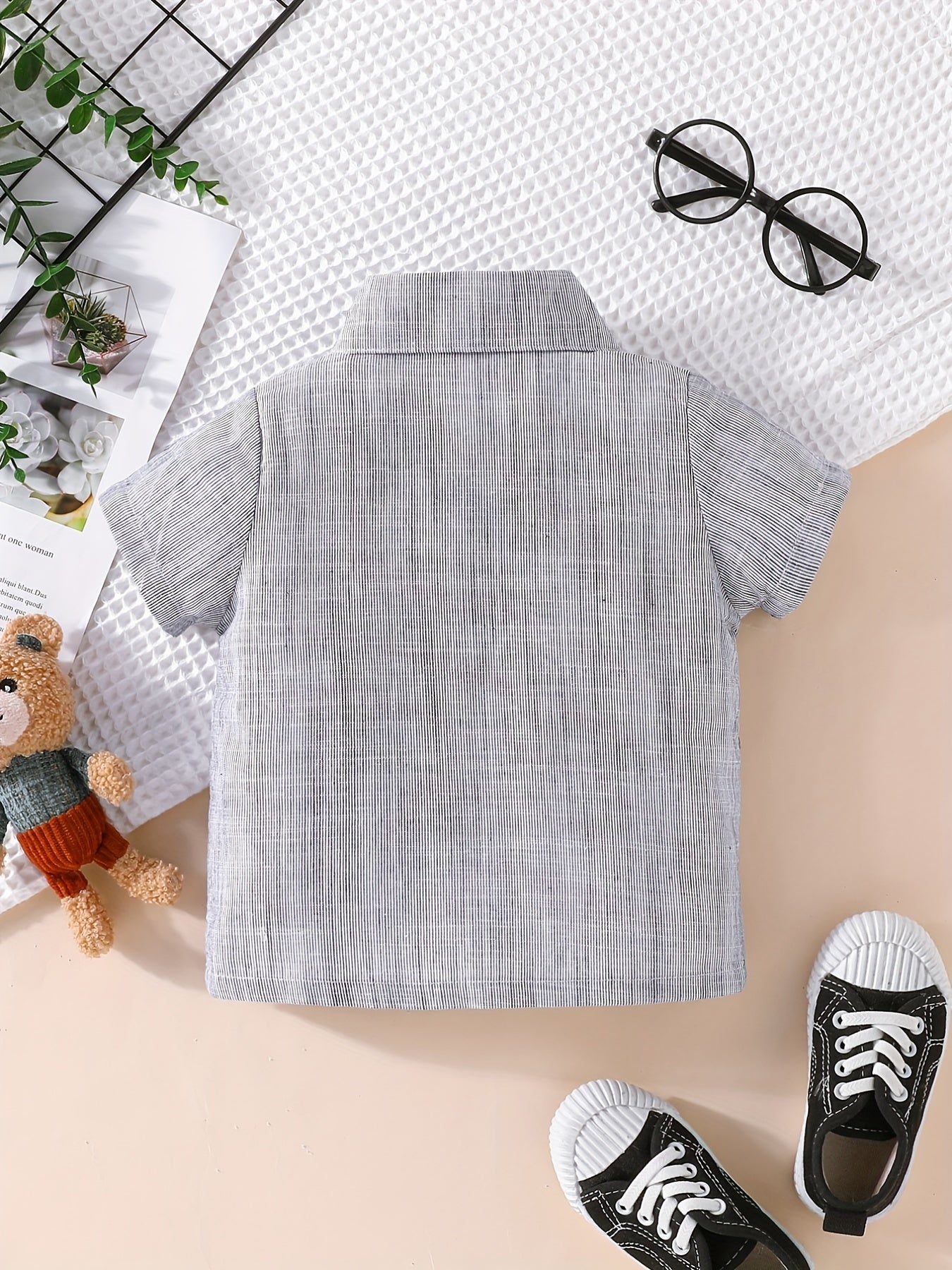 Bear Print Toddler Boys Shirt Short Sleeve Top