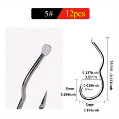 12pcs High Carbon Steel Fishing Hook for Carp Fishing Sizes 0-13