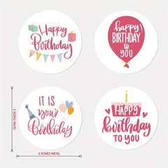 500pcs Happy Birthday Stickers Roll - 2" Round Labels for Gift Wrapping