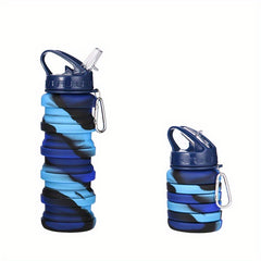 Collapsible Water Bottle w/ Straw 500ml Leakproof Travel Cup