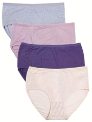 4 Pack Plus Size Dot Print Underwear Set Women's High Stretch