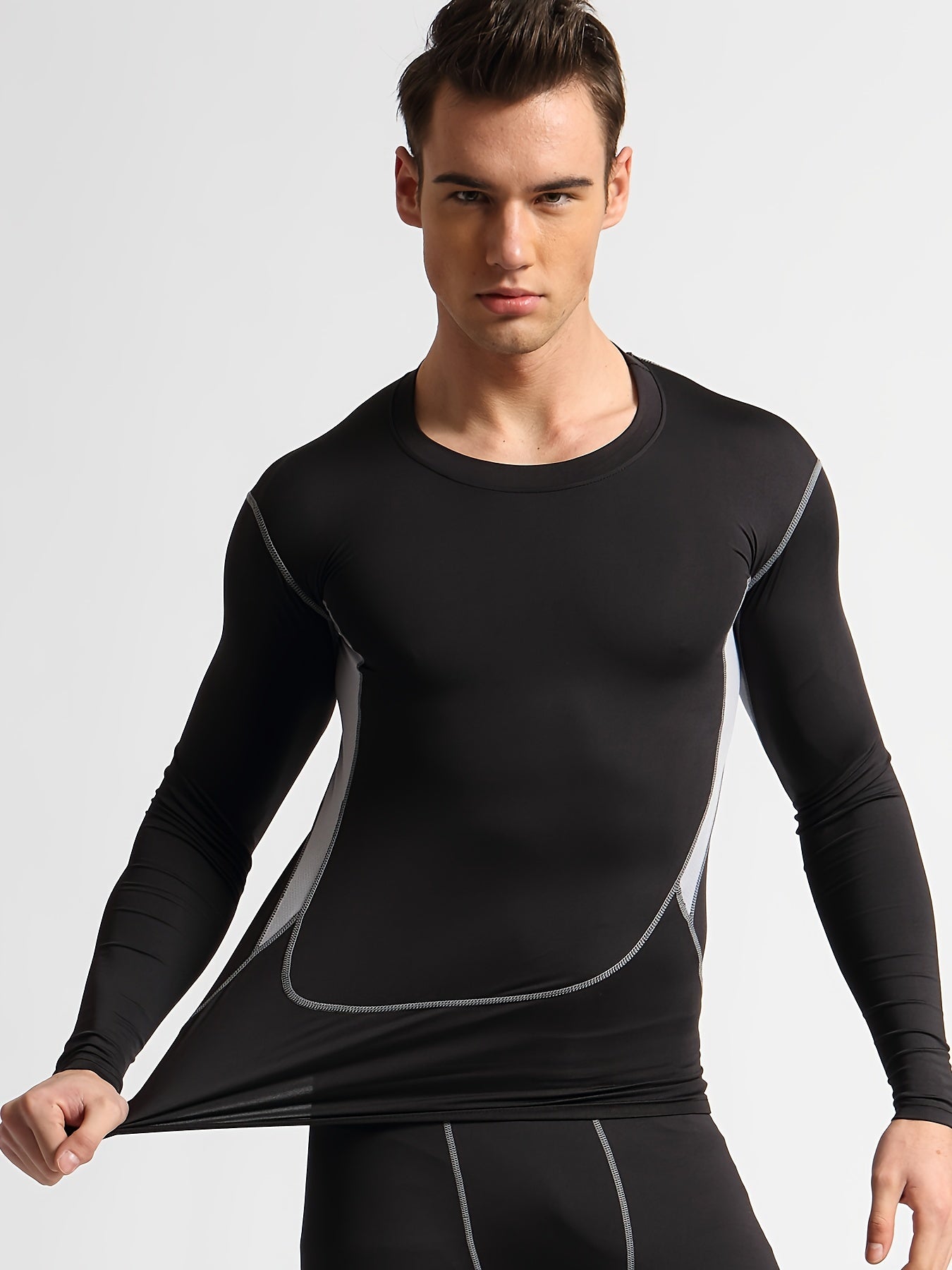 Men's Stylish Compression Shirt High Stretch Top For Outdoor Fitness