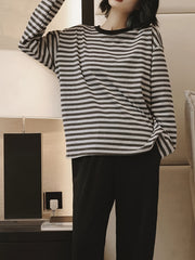 Striped Print Pajama Set Long Sleeve Top & Pants