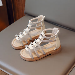 Girls Rhinestone Open Toe Sandals, Breathable Non-slip Summer Shoes