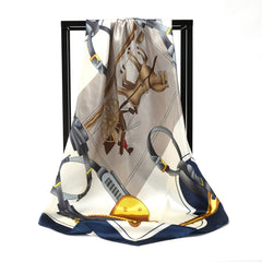 Print Square Neck Scarf Bandana Turban Women Sun Protection Shawl