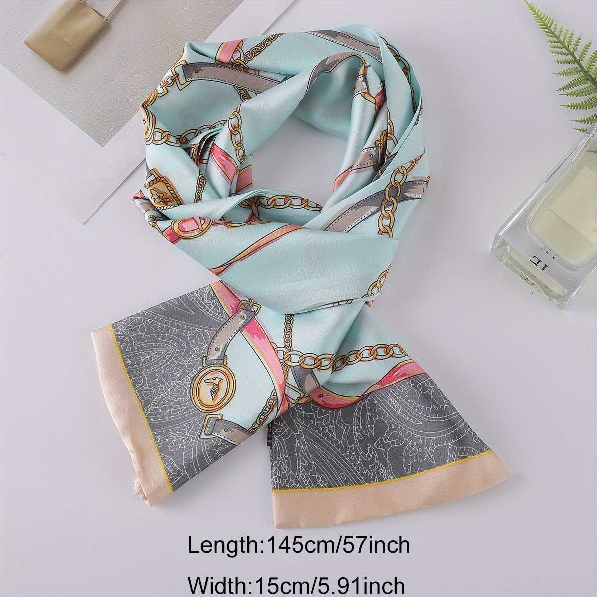 Chain Print Twilly Scarf Classic Silk Skinny Scarf