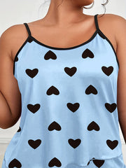 Heart Print Cami Top & Shorts Pajamas Set