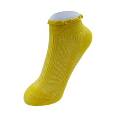 Solid Curly Trim Short Socks Casual Ankle Socks Women's Stockings