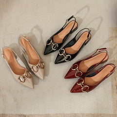 Chunky Heeled Pumps Ankle Strap Metal Buckle High Heels