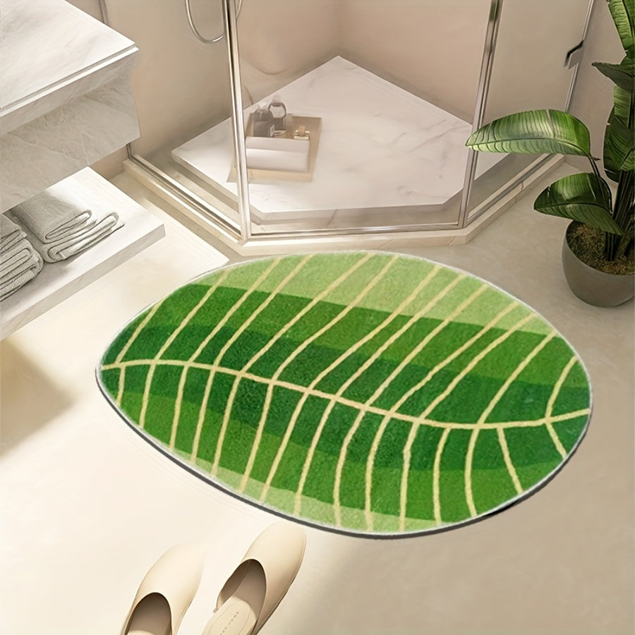 Leaf Bathroom Rug Soft Non Slip Anti & Water Stains Perfect for Indoor
