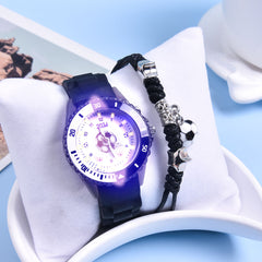 Boys' Soccer Sports Watch LED Glow Wristwatch & Bracelet Set