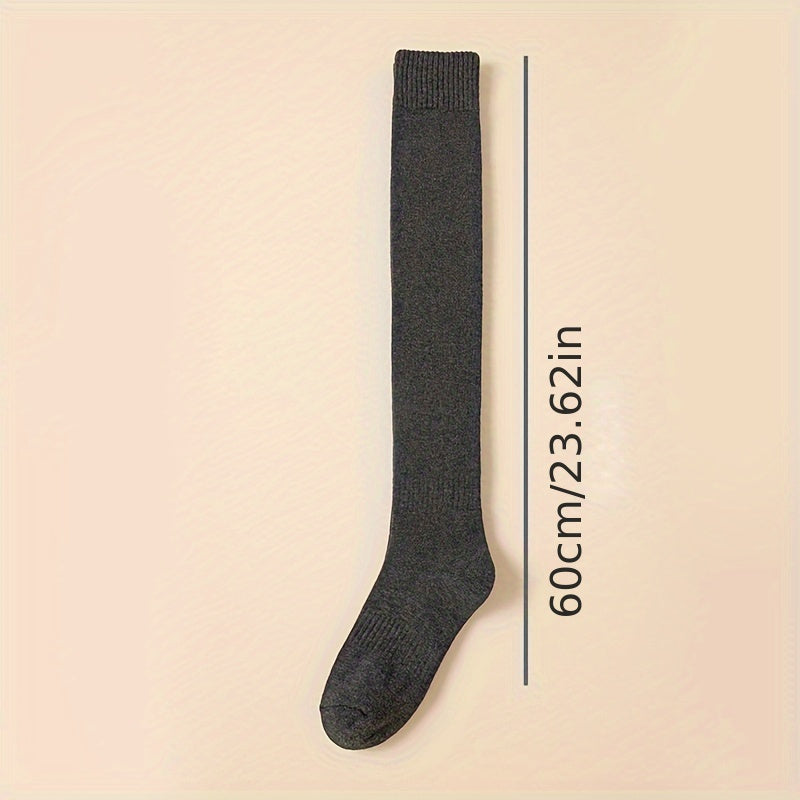 5 Pairs Men's Solid Thermal Mid calf Socks Winter Soft Comfy Unisex Breathable