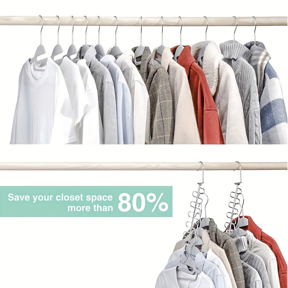 Metal Space Saving Hangers 12 Slots Stainless Steel Closet Organizer
