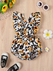 Toddler Baby Girl Butterfly Print Ruffle Onesies Romper