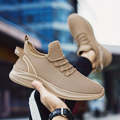 Men's Casual Lace Up Woven Sneakers Comfy Breathable Shock Absorption