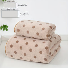 Polka Dot Microfiber Towel Set, 2pcs, Soft & Absorbent