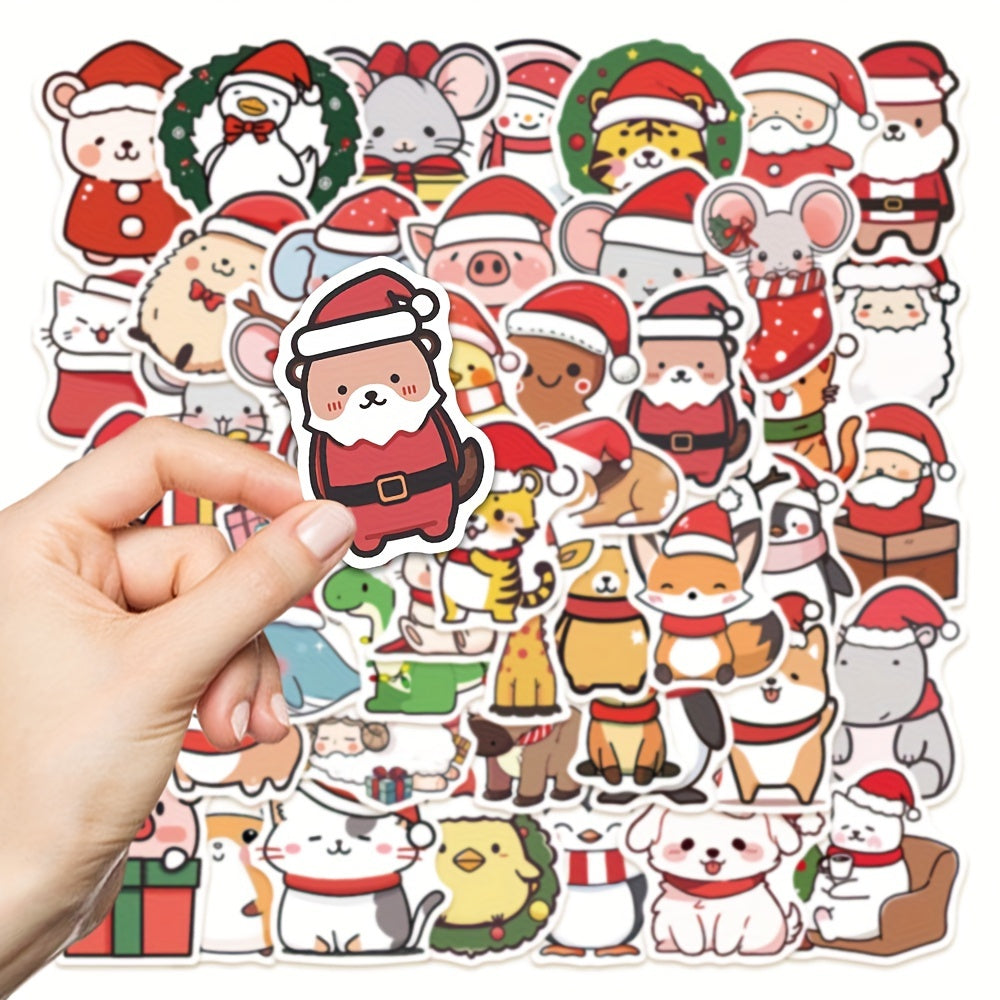 50pcs Cute Christmas Animal Stickers - Holiday Party Decoration