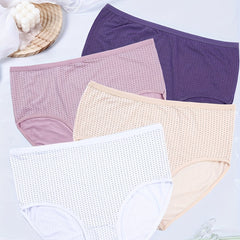 4 Pack Plus Size Panties Set Women's Plus Ultra Soft Pin Dot Print