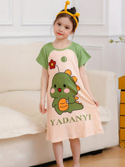 Girls Dinosaur Homewear Nightgown Kids Sleep Dress