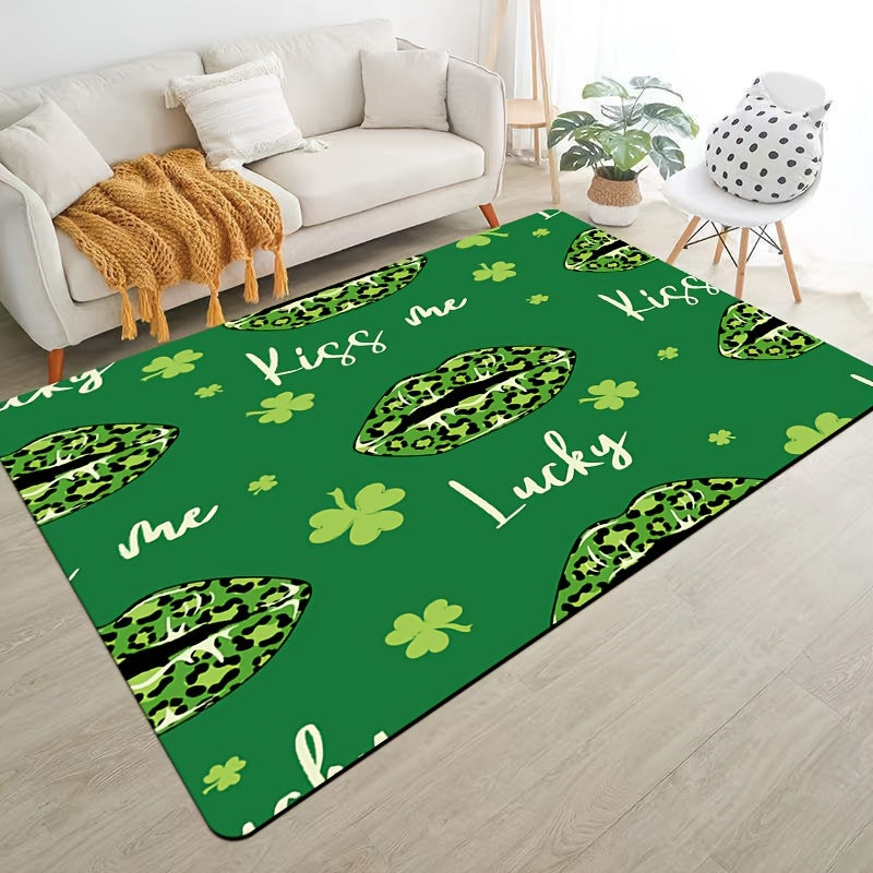 Clover Print Rug Lip English Letter Washable Carpet Home Decor Room Bedroom