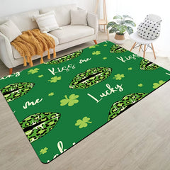 Clover Print Rug Lip English Letter Washable Carpet Home Decor Room Bedroom