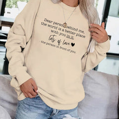 Letter Print Pullover Sweatshirt Casual Loose Drop Shoulder Sweatshirt