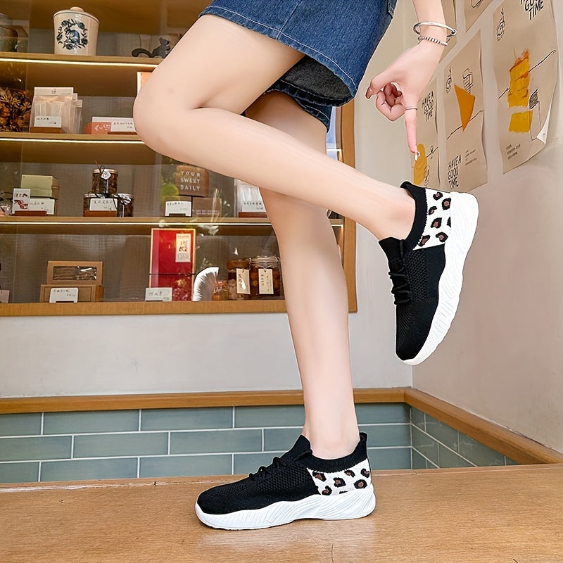 Women's Colorblock Flatform Sneakers Lace Up Breathable Shoes