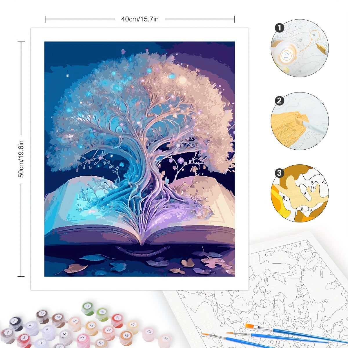 DIY Painting By Numbers Kits Canvas Arts Crafts Home Decor Book Tree 40x50cm