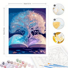 DIY Painting By Numbers Kits Canvas Arts Crafts Home Decor Book Tree 40x50cm
