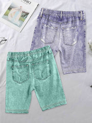2pcs Girls Denim Bike Shorts Breathable Fit for Summer