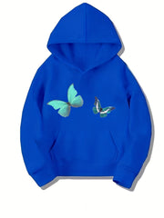 Butterfly Graphic Hoodie Girls Hooded Pullover Sweatshirt Top