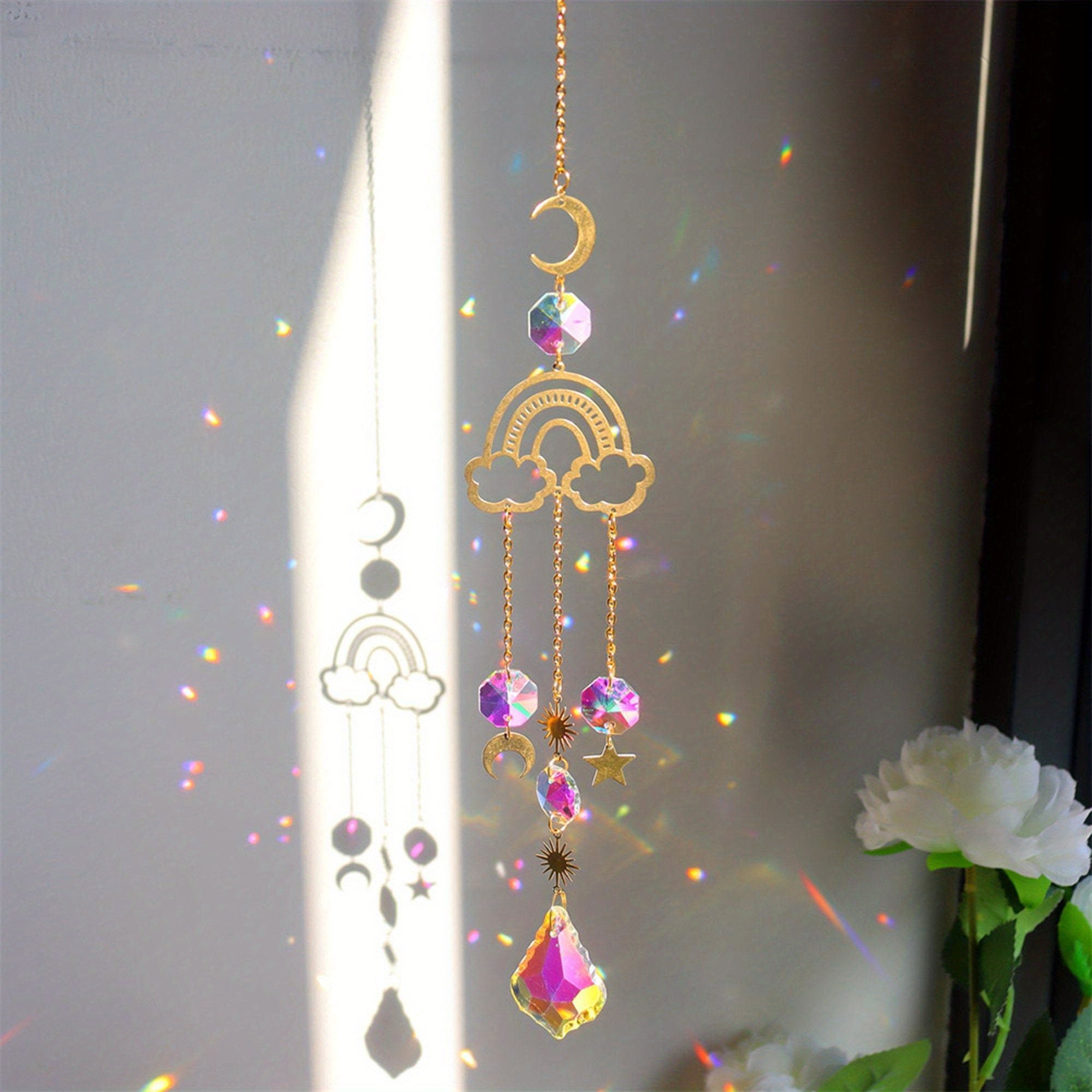 Crystal Sun Catcher Moon Star Garden Party Decor