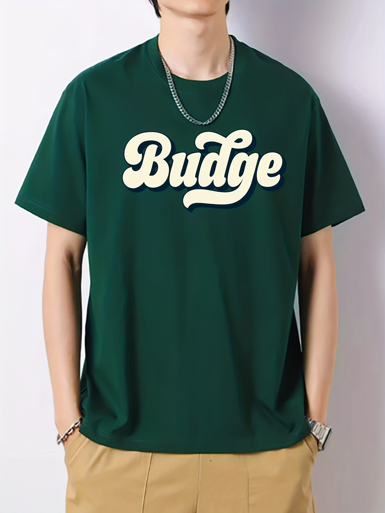 Men's Letter Print Graphic Crew Neck Active T-shirt