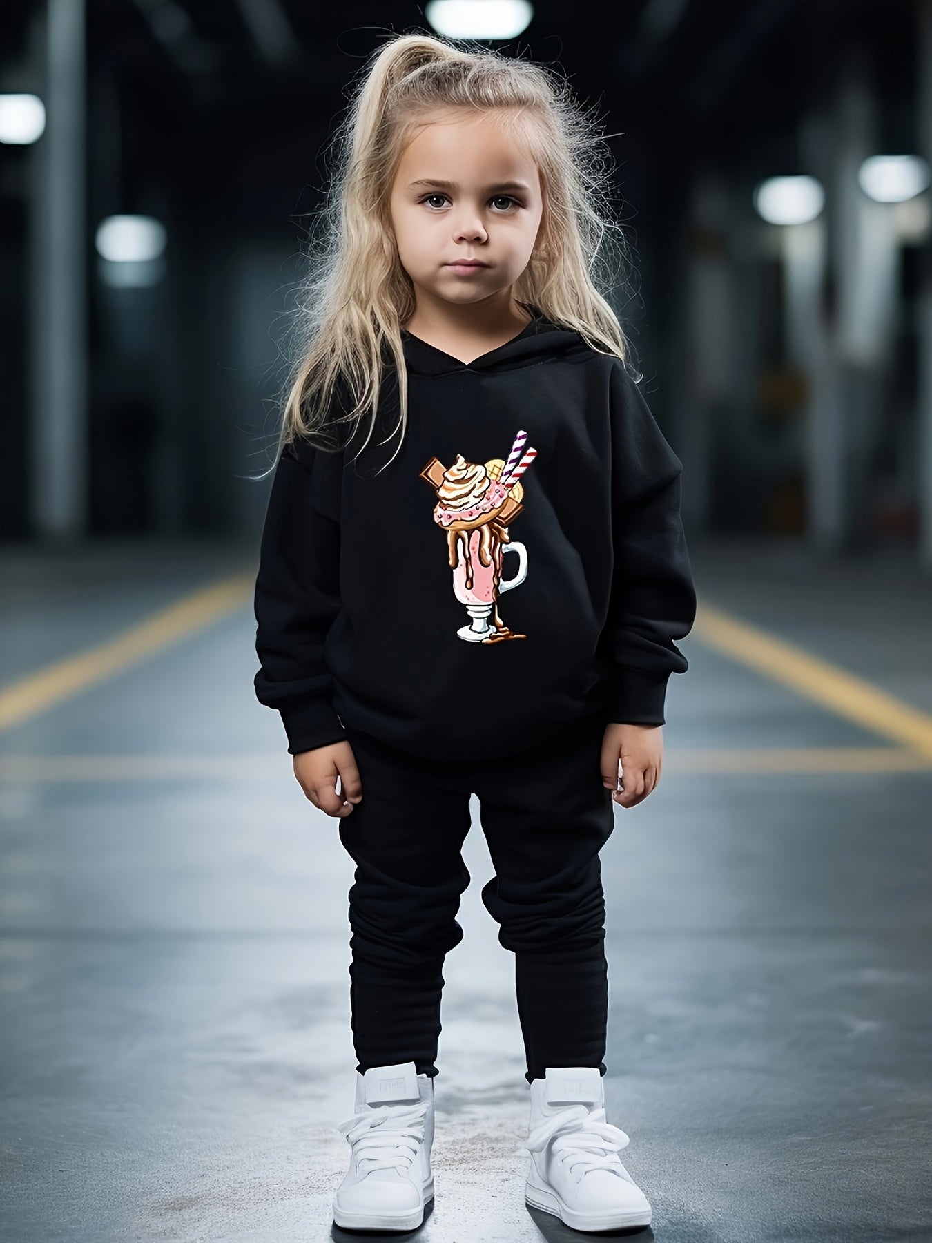 Girls 2pc Ice Cream Hooded Sweatshirt & Sweatpants Set
