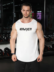 Men's Letter Pattern Sports Tanktop Quick Drying Breathable Shirt