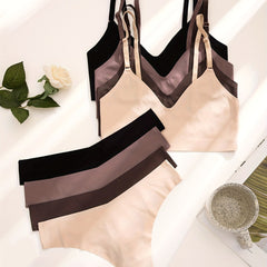 Seamless Bra & Panties Set Wireless Bra & Thong Lingerie Women's Underwear