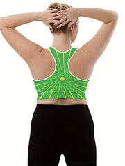 Sports Bra Women's Plus Random Print Round Neck