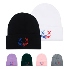 Slouchy Knitted Clown Pattern Embroidered Hat