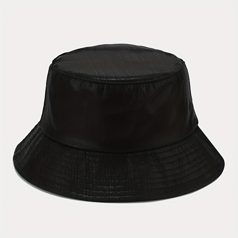 Hip Hop Laser Bucket Hat PU Leather Waterproof Basin Hat