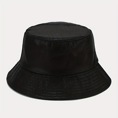 Hip Hop Laser Bucket Hat PU Leather Waterproof Basin Hat
