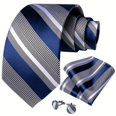 DiBanGu Formal Striped Necktie Set Gift For Men Wedding Tie Business