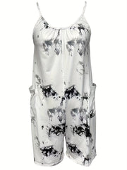 Floral Print Romper Jumpsuit Spaghetti Strap