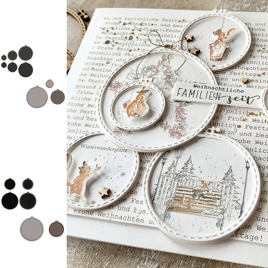 Circle Stitched Embroidery Frame Metal Cutting Dies for Joy Scrapbooking Car
