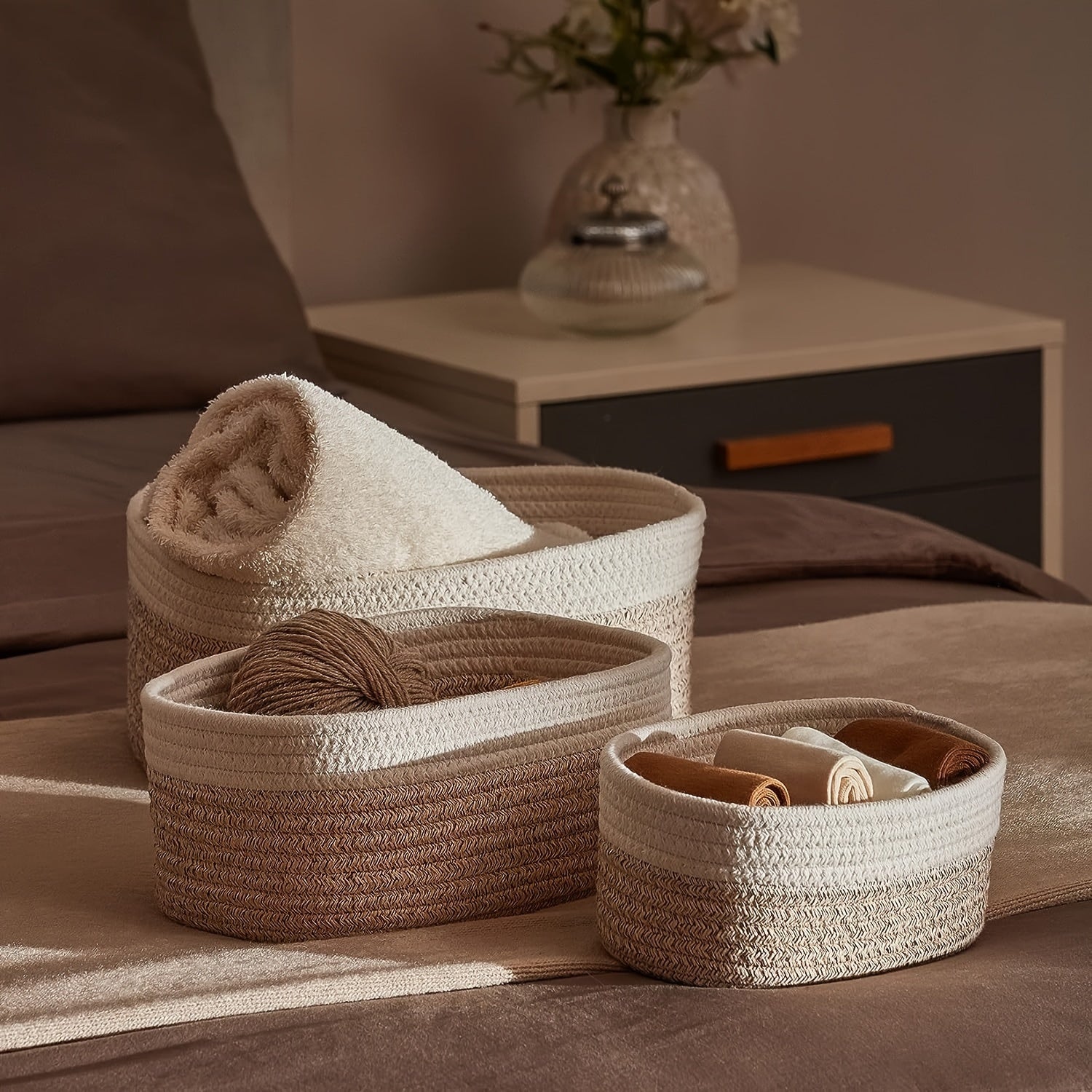 Rope Weaving Desktop Storage Basket Miscellaneous Items Cosmetics Clothing
