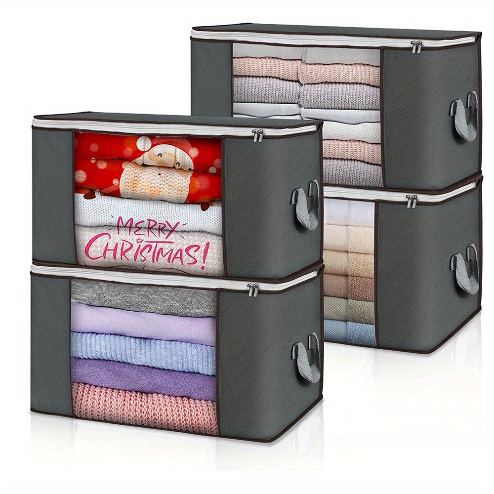Durable 90L Large Storage Bags with Handles Foldable Closet Organizer