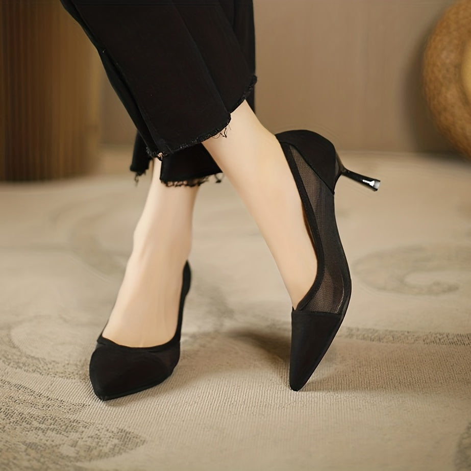 Women's Mesh Stiletto Heels Slip On Pumps