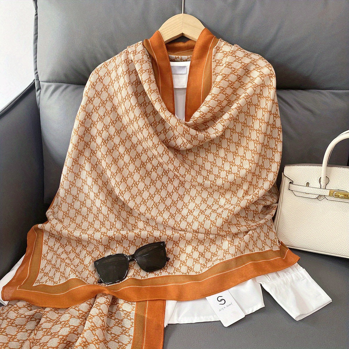Large Geometric Pattern Print Scarf Casual Shawl
