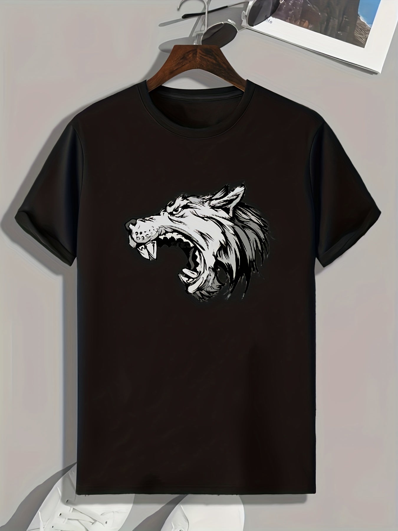 Fierce Wolf Comics Print Men's Comfy T-shirt for Outdoor Summer